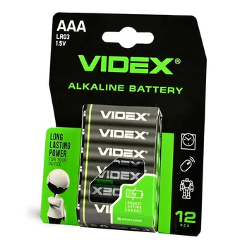 Мікро пальчикова Батарейка лужна VIDEX LR03/AAА 12шт BLISTER (блістер - 12 шт) - ціна за 1 шт