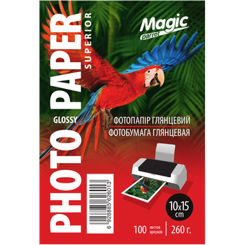 Глянцевая фотобумага 10x15, 260 г./м. Magic (100 листов) Superior Фотобумага для принтера 260 грамм.