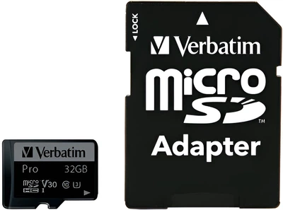 Карта памяти Verbatim Pro microSDHC 32GB UHS-I U3 V30 + SD-адаптер (47041)