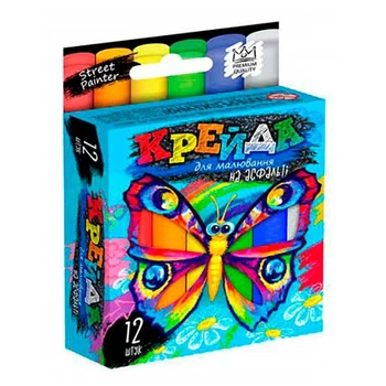 Мел DankoToys для рисования на асфальте тонкая 12 штук MEL-02-03U