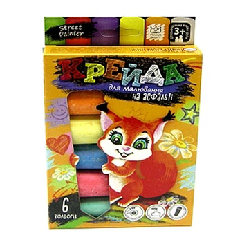 Мел DankoToys для рисования на асфальте большая 6 штук MEL-01-04U