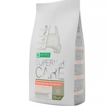 Сухой беззерновой корм Nature's Protection Superior Care White Dog Grain Free Adult Small and Mini Breeds Salmon для взрослых собак мелких и миниатюрных пород с лососем 10 кг