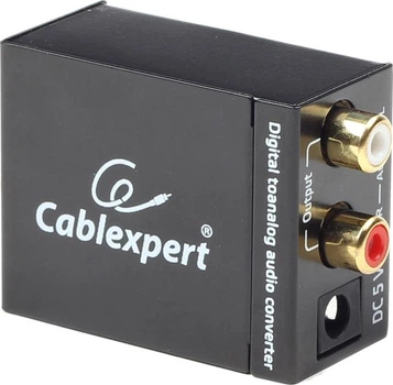 Цифро аналоговый аудио преобразователь звука Cablexpert 1xToslink -> 2xRCA Black (DSC-OPT-RCA-001)