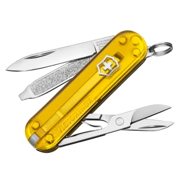 Ніж складаний, мультитул Victorinox Classic SD Colors (58мм, 7 функцій), жовтий прозорий 0.6223.T81G