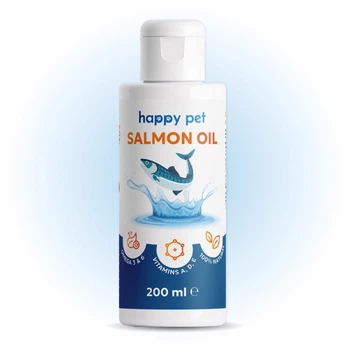 Масло лосося для здоровья кожи и блеска шерсти собак и кошек Happy Pet 200 мл