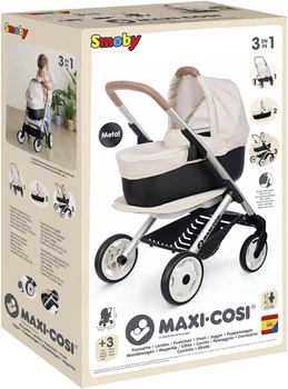Коляска для ляльки Smoby Toys Maxi-Cosi 3 в 1 зі знімною люлькою Айворі 54.5 х 38.5 х 64 см (7600253122) (3032162531228)