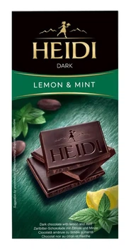 Шоколад темний HEIDI Dark Lemon & Mint 80г чорний 50% какао з лимоном та м'ятою (ШТ-009871)