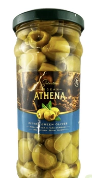 Оливки ATHENA без косточки крупные зеленые 360г стеклянная банка (ОЗ-00015)