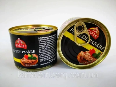 Паштет куриный Baroni Pate de Porc 200 г мясной в жестяной банке (ПК-00028)