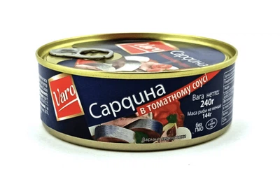 Консерва рыбная Varo Сардина в томатном соусе 240г жестяная банка (СТ-000034)