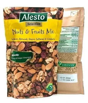 Суміш горіхів та сухофруктів Alesto Nuts & Fruits Mix 200г Мигдаль грецький родзинки журавлина (МГ-00019)