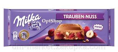 Шоколад Milka Raisins & Haselnuts молочний з горіхами та родзинками 270г (ШМ-00061)