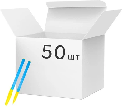 Набор ручек масляных 50 шт Economix Nation 0,7 мм желто/голубая, пишет синим E10267
