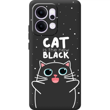 Силіконовий Чорний Чохол з Картинкою для OPPO Reno 14 Принт (Кіт, Cat) (68322-ysb114)