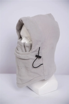 Зимова спортивна балаклава з товстого флісу із затяжками 31*35 см Beanies Світло-сірий