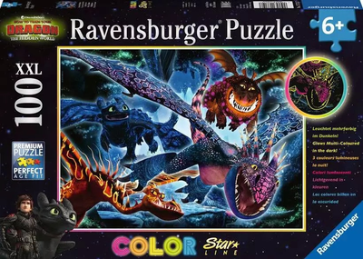 Puzzle Ravensburger Smoki 100 elementów świecące 13710 (4005556137107) Ravensburger