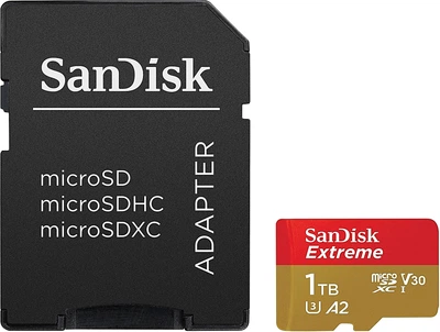 Карта памяти SANDISK Extreme microSDXC 1TB UHS-I U3 V30 + SD-адаптер (SDSQXAV-1T00-GN6MA)