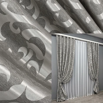 Комплект готових штор VR-Textil Жакард Вензель № 293ш Сірий 100х270 см 2 шт (31-040)