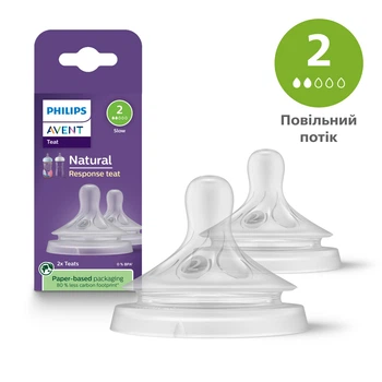 Соска силиконовая Philips Avent Natural Медленный поток от 0 мес 2 шт (SCY962/02) (8710103985099)