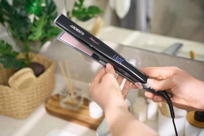 Выпрямитель для волос плойка Ardesto HS-R PT Pink Touch 32Вт, 110-200°C, керамика, серо-розовый (OS3)