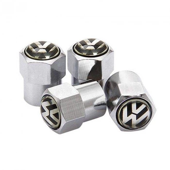 Мідні важкі ковпачки на ніпель SUNROZ Caps Фольксваген Short Silver Heavy copper Volkswagen, 4 шт (A-67004h)