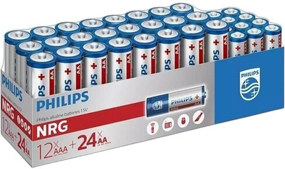 Baterie alkaliczne Philips LR036G36W/10 NRG 24 szt x AA + 12 szt x AAA (6959033840005)