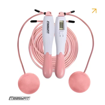 Скакалка без шнура EasyFit TwinRope со счетчиком 2,8 м белый-розовый (EF-1909-WP)
