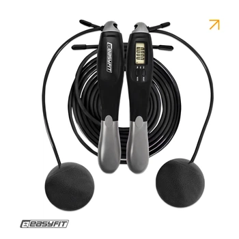 Скакалка з лічильником EasyFit TwinRope швидкісна 2,8 м чорна-сіра (EF-1909-GY)