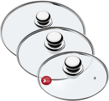 Zestaw pokrywek Kadax Vicenza szklanych 22 cm + 26 cm + 30 cm (5903699477380)