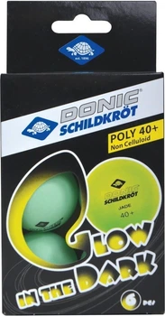 Набор мячей для настольного тенниса Donic GLOW IN THE DARK POLY 40+ зеленый (6 штук) 608507