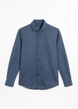 Рубашка из хлопка Massimo Dutti 174468405c44 M синяя (100001726)