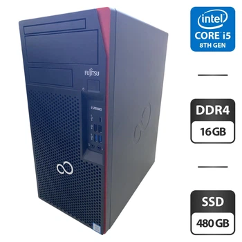 Компьютер Fujitsu Esprimo P758 E85 Tower / Intel Core i5-8400 (6 ядер по 2.8 - 4.0 GHz) / 16 GB DDR4 / 480 GB SSD / nVidia Quadro K1200, 4 GB GDDR5, 128-bit б/у