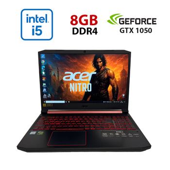 Игровой ноутбук Б-класс Acer Nitro 5 AN515-54 / 15.6" (1920x1080) IPS / Intel Core i5-9300H (4 (8) ядра по 2.4 - 4.1 GHz) / 8 GB DDR4 / 256 GB SSD / nVidia GeForce GTX 1050, 3 GB GDDR5, 96-bit / WebCam б/у