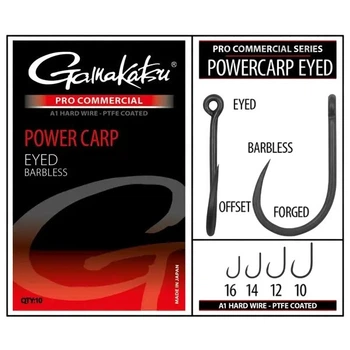Крючок GAMAKATSU COARS PRO-C POWERCARP EYED A1 PTFE BL № 14, 10шт,40621