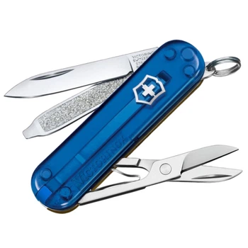 Ніж складаний, мультитул Victorinox Classic SD Ukraine (58мм, 7 функцій), синьо-жовтий прозр. 0.6223.T2G.T81