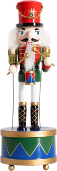 Figurka Homla dziadek do orzechów drewniana na bębenku z pozytywką 30 cm (5904183867793)