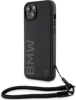 Панель BMW Signature Leather Wordmark Cord для Apple iPhone 15 Plus/14 Plus Black (BMHCP15M23RMRLK)