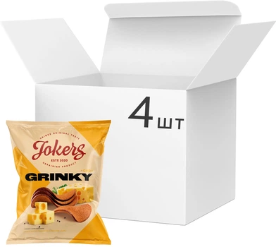 Упаковка грінок Jokers Пшенично-житні зі смаком сиру 80 г х 4 шт (4820242442200)