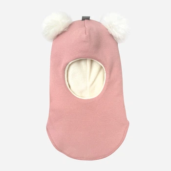 Детская зимняя шапка-шлем с помпоном на флисе для девочки Babydream Кролик 2pok3bal7d 48 Пудра (ROZ6400158116)
