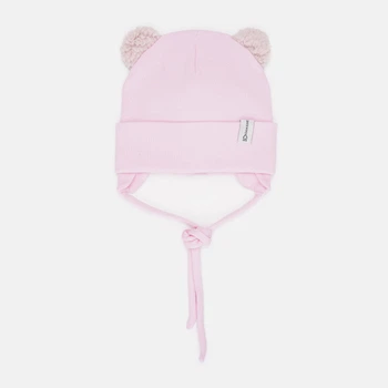 Детская демисезонная шапка на завязках с ушками для девочки Babydream 4teddy9 44 Нежно розовая (ROZ6501094936)