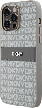 Панель DKNY Leather Mono Stripe & Metal Logo для Apple iPhone 15 Pro Max Beige (3666339260569)