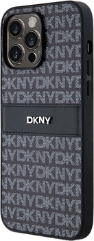 Панель DKNY Leather Mono Stripe & Metal Logo для Apple iPhone 15 Pro Max Black (3666339260422)