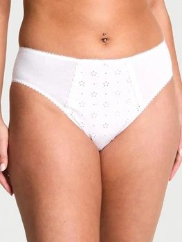 Трусики слипы женские хлопковые Victoria's Secret Stretch Cotton Eyelet High Leg Brief 27074839 XL Белые (34312955164549)