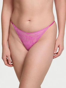 Трусики бикини женские Victoria's Secret Lace Rhinestone Heart Hardware Brazilian 26985024 XS Розовые (34312955164425)