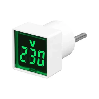 Вольтметр в розетку EU LED, міні, 50-500V, GREEN