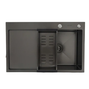 Кухонна мийка GAPPO GS7850-6R накладна 780x500 мм, поверхня PVD, права