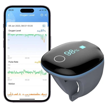 Оксиметр Wellue O2Ring Bluetooth, кольцевой, измерение SpO₂ и пульса, вибрация, запись