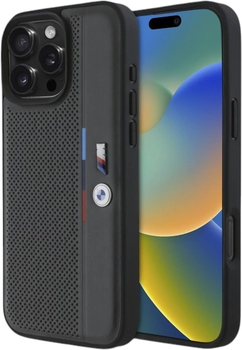 Etui plecki BMW M Perforated Tricolor Detail Line do Apple iPhone 16 Pro Black (BMHCP16L23PUPVA)
