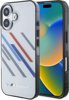 Etui plecki BMW Motosport IML Random Stripes do Apple iPhone 16 Gray (BMHCP16S23HTRAG)