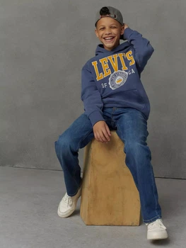 Дитяче худі Levi's з логотипом на флісі 1159847863 (Синій 6) на зріст 110-116 см